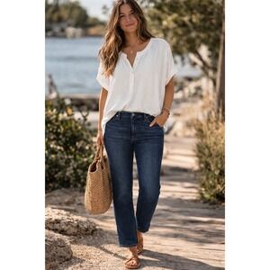 J.Crew Stovepipe Jeans Womens 31 Dark Wash High Rise Straight Leg Blue Denim